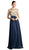 Cinderella Divine - Embellished Illusion Jewel Neck A-line Dress Special Occasion Dress 2 / Navy