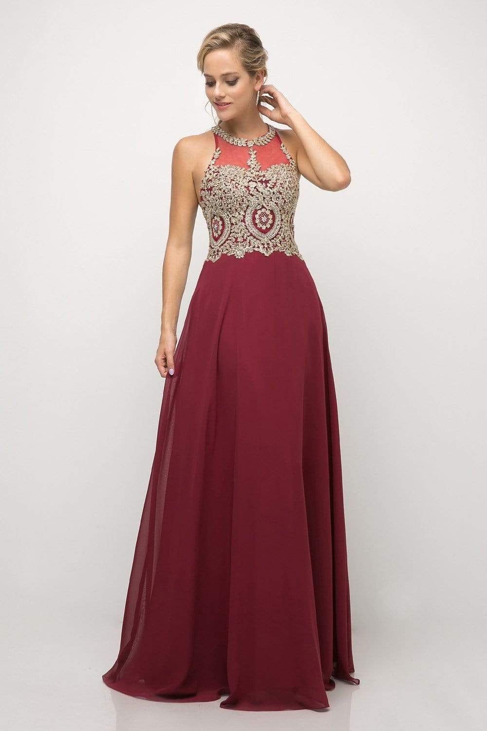 Cinderella Divine - Illusion Jewel Tonal Appliqued Long Evening Gown Couture Candy Cinderella Divine - Illusion Jewel Tonal Appliqued Long Evening Gown Couture Candy