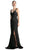 Cinderella Divine - KC1850 Sleeveless Wrap Bodice Drape-Detailed Gown Evening Dresses 2 / Black