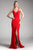 Cinderella Divine - KC1850 Sleeveless Wrap Bodice Drape-Detailed Gown Evening Dresses 2 / Red
