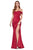 Cinderella Divine - KV1050 Off Shoulder Fitted Jersey Evening Gown Bridesmaid Dresses 2 / Burgundy