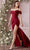 Cinderella Divine KV1057 - Off Shoulder Prom Dress Special Occasion Dress 2 / Burgundy