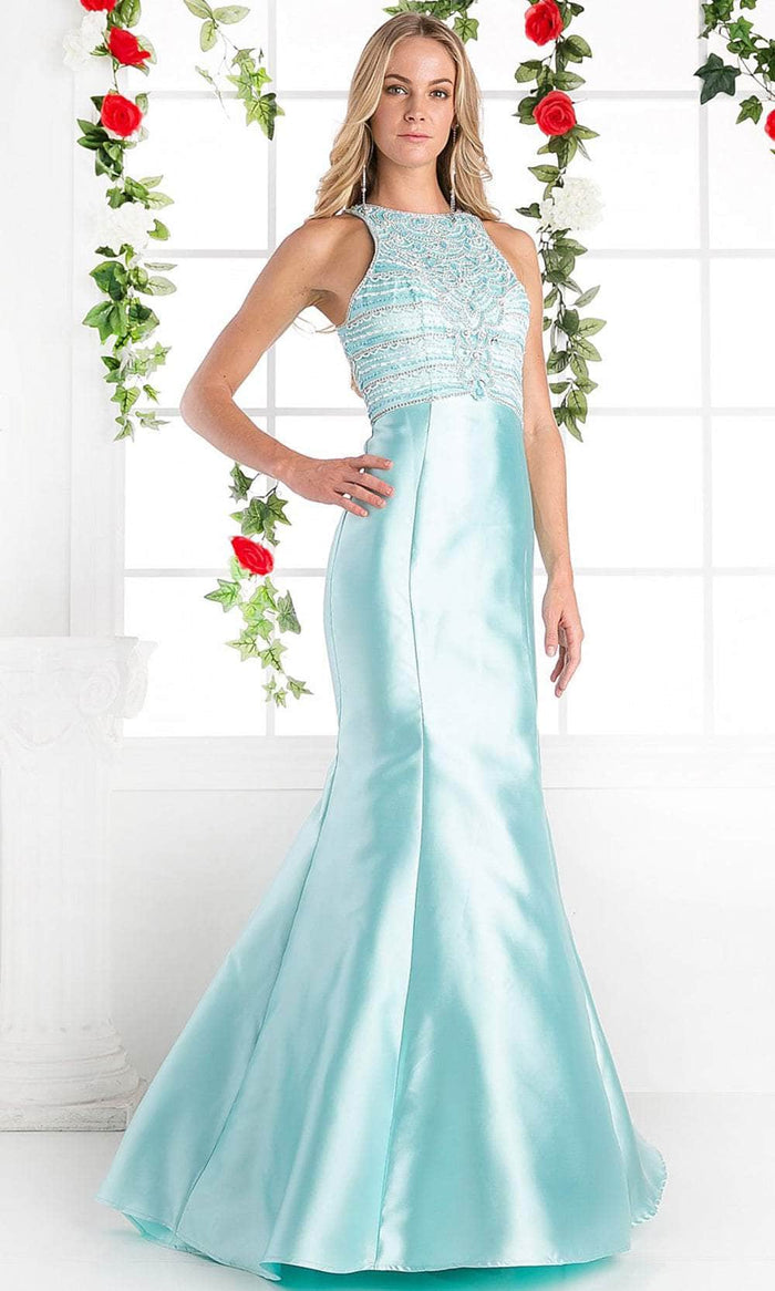 Cinderella Divine ML6538 - Beaded Jewel Evening Dress Special Occasion Dress 4 / Aqua