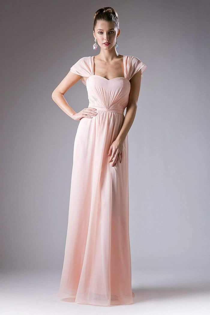 Cinderella Divine - Ruched Semi-Sweetheart Dress With Cape Detail Special Occasion Dress XS / Peach