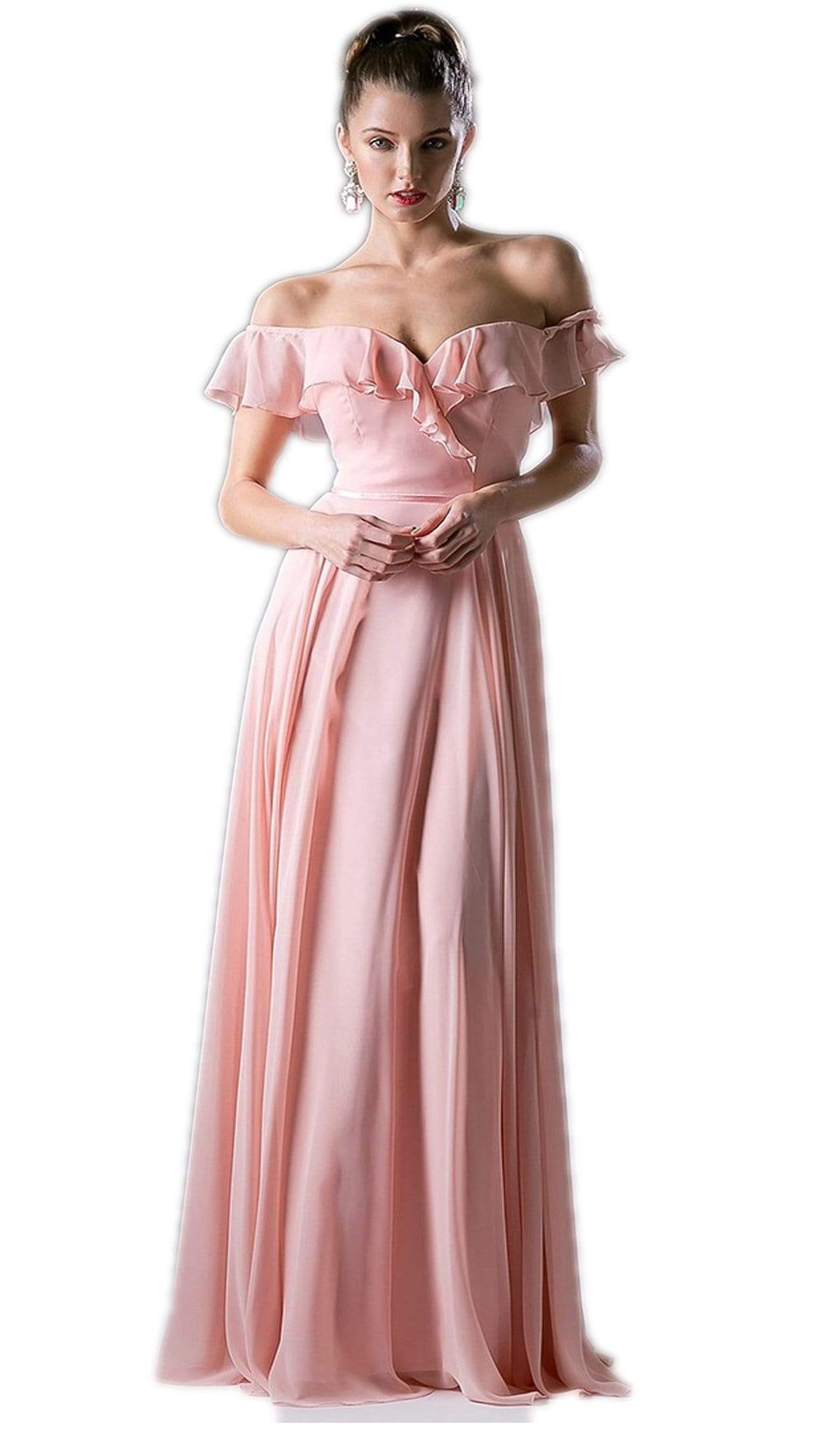 Cinderella Divine - Ruffled Off-Shoulder A-line Dress Couture Candy Cinderella Divine - Ruffled Off-Shoulder A-line Dress Couture Candy