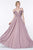 Cinderella Divine - Shirred Plunging Sweetheart Cold Shoulder Chiffon Gown Prom Dresses 2 / Dusty Rose