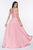 Cinderella Divine - Shirred Plunging Sweetheart Cold Shoulder Chiffon Gown Prom Dresses