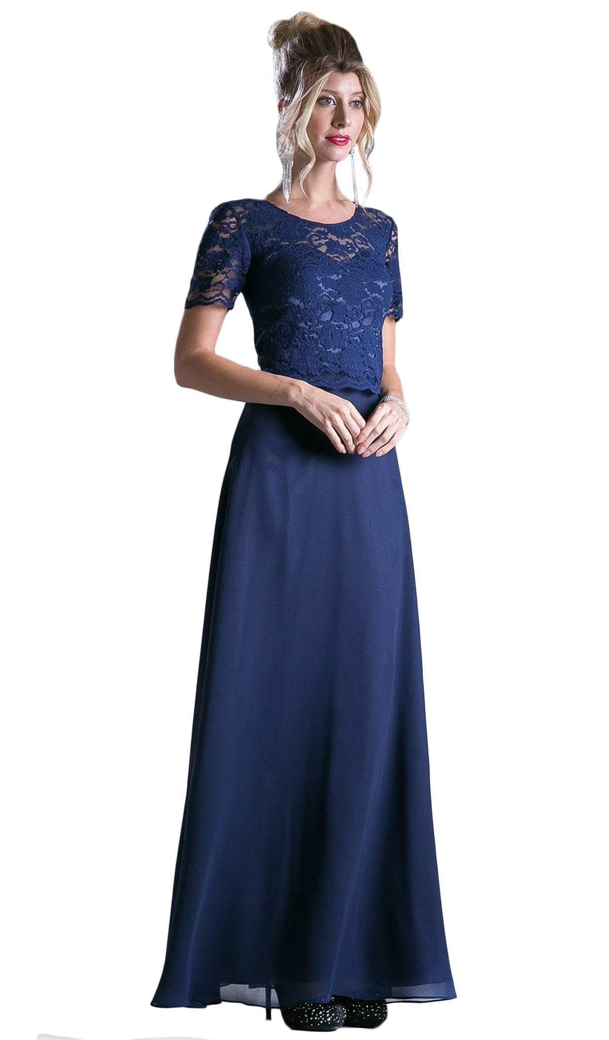 Cinderella Divine - Short Sleeve Lace Bodice Mock Two-Piece Dress Couture Candy Cinderella Divine - Short Sleeve Lace Bodice Mock Two-Piece Dress Couture Candy