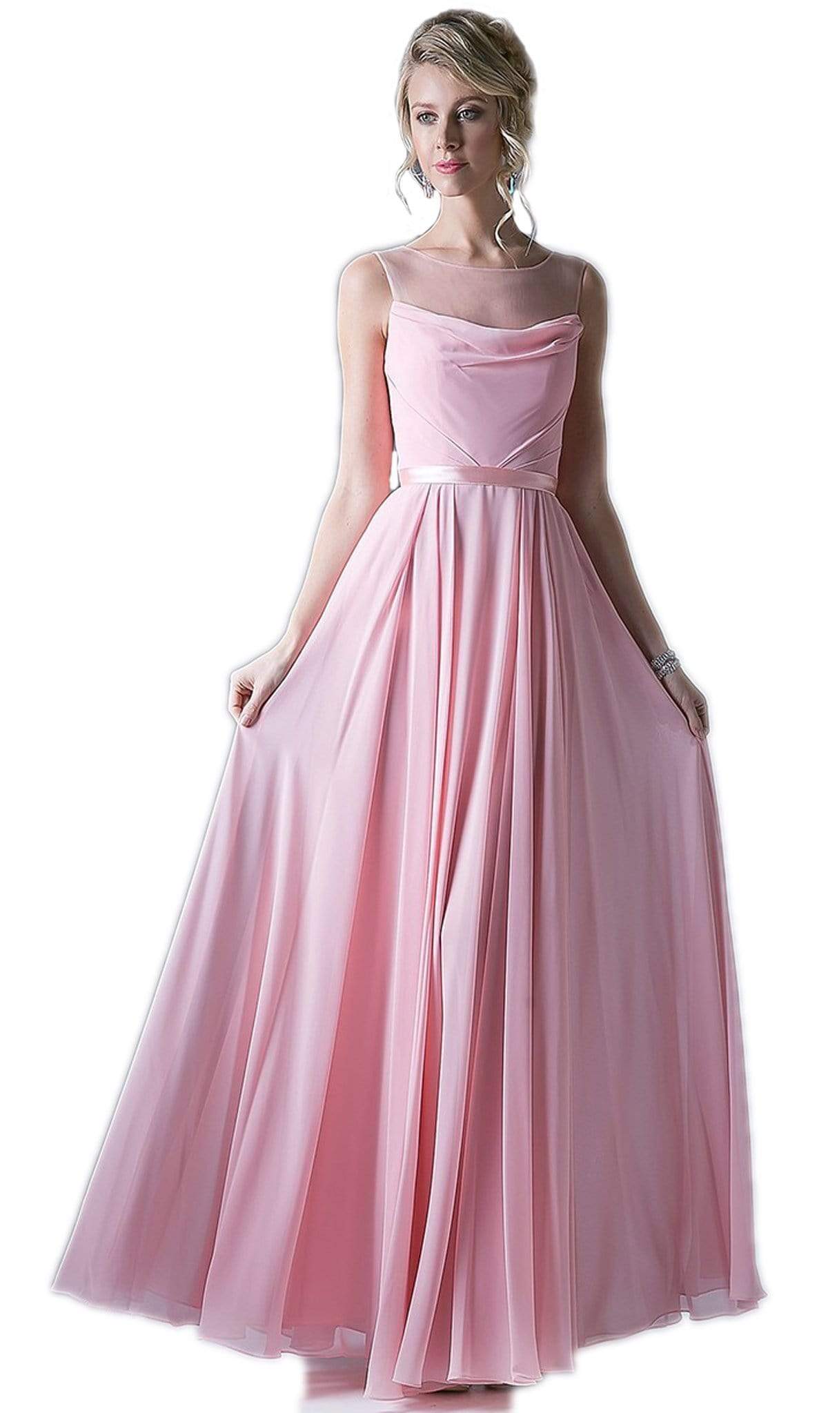 Cinderella Divine - Sleeveless Illusion Bateau Pleated A-line Dress Couture Candy Cinderella Divine - Sleeveless Illusion Bateau Pleated A-line Dress Couture Candy