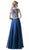 Cinderella Divine - Sleeveless Illusion Metallic Appliqued A-Line Gown Special Occasion Dress