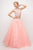 Cinderella Divine - UM078 Appliqued Crisscross Strapped Two-Piece Gown Special Occasion Dress 2 / Peach