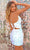 Clarisse 30229 - Deep V-Neck Sequin Cocktail Dress Special Occasion Dress 0 / Iridescent White