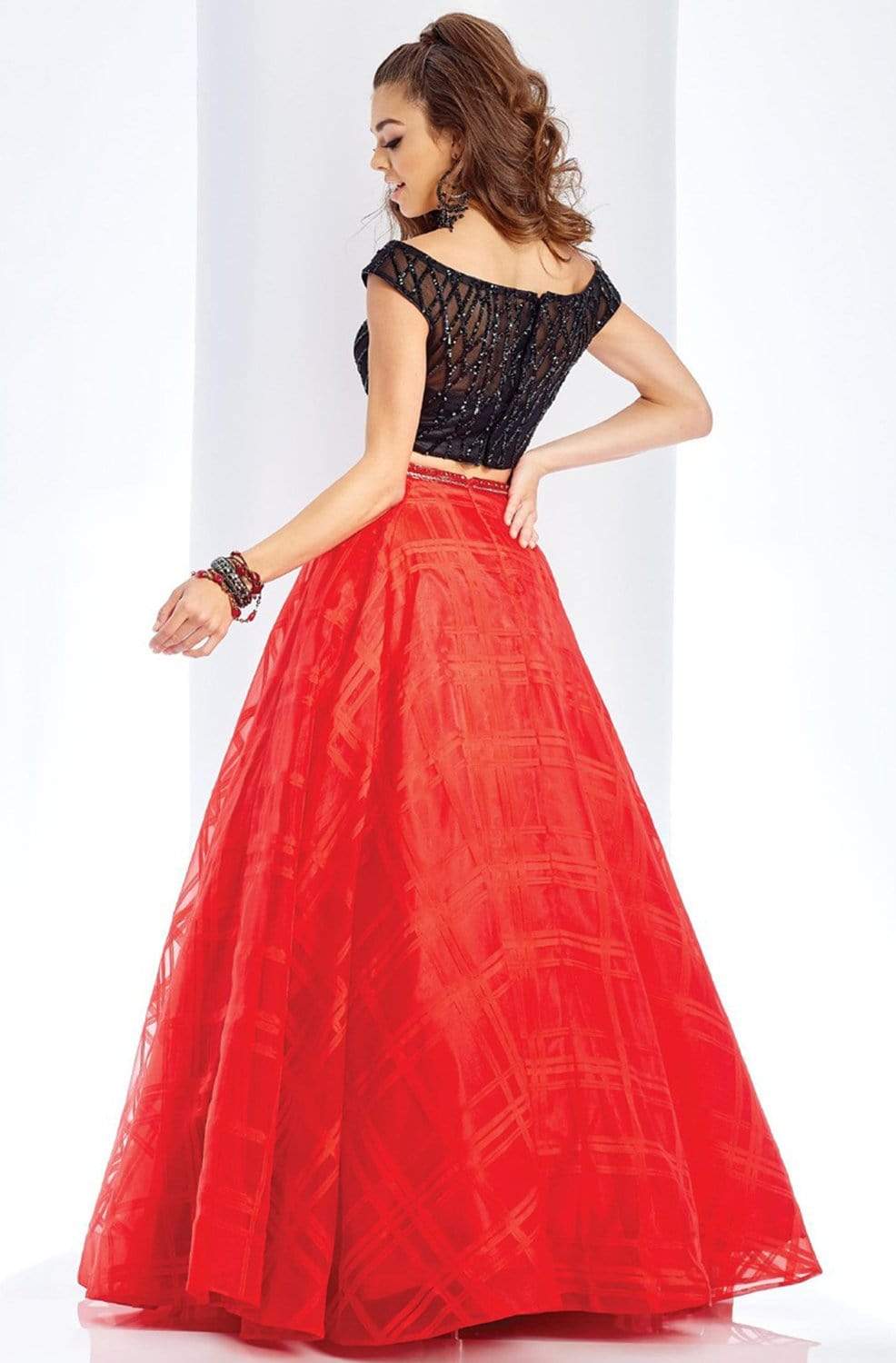 Formal Prom A-Line Beaded Floor-Length Organza Dress 3580 by Clarisse 4 / Black/Red Formal Prom A-Line Beaded Floor-Length Organza Dress 3580 by Clarisse 4 / Black/Red