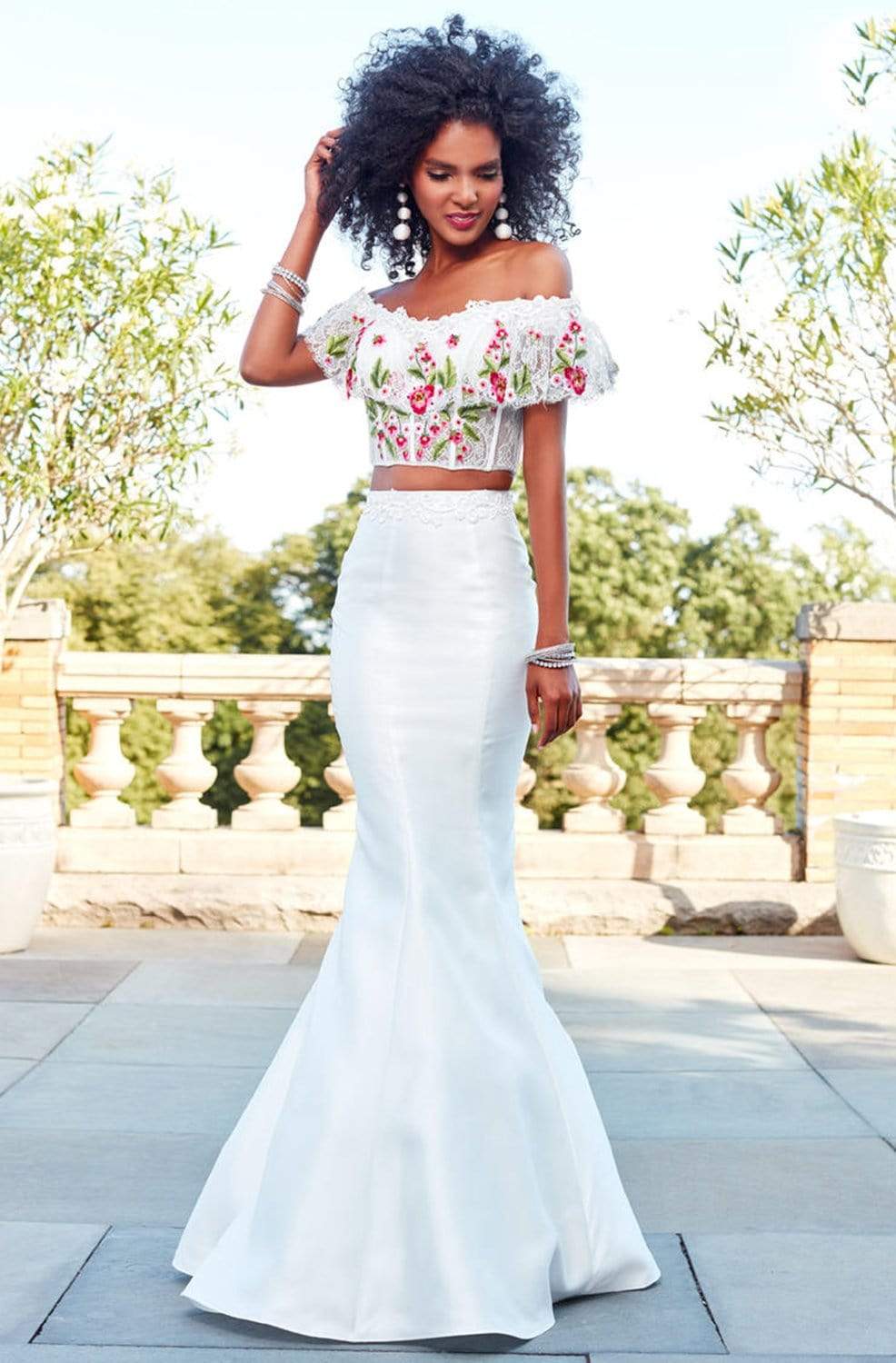 Clarisse - 4955 Two Piece Multi-Color Embroidered Mermaid Dress Couture Candy Clarisse - 4955 Two Piece Multi-Color Embroidered Mermaid Dress Couture Candy