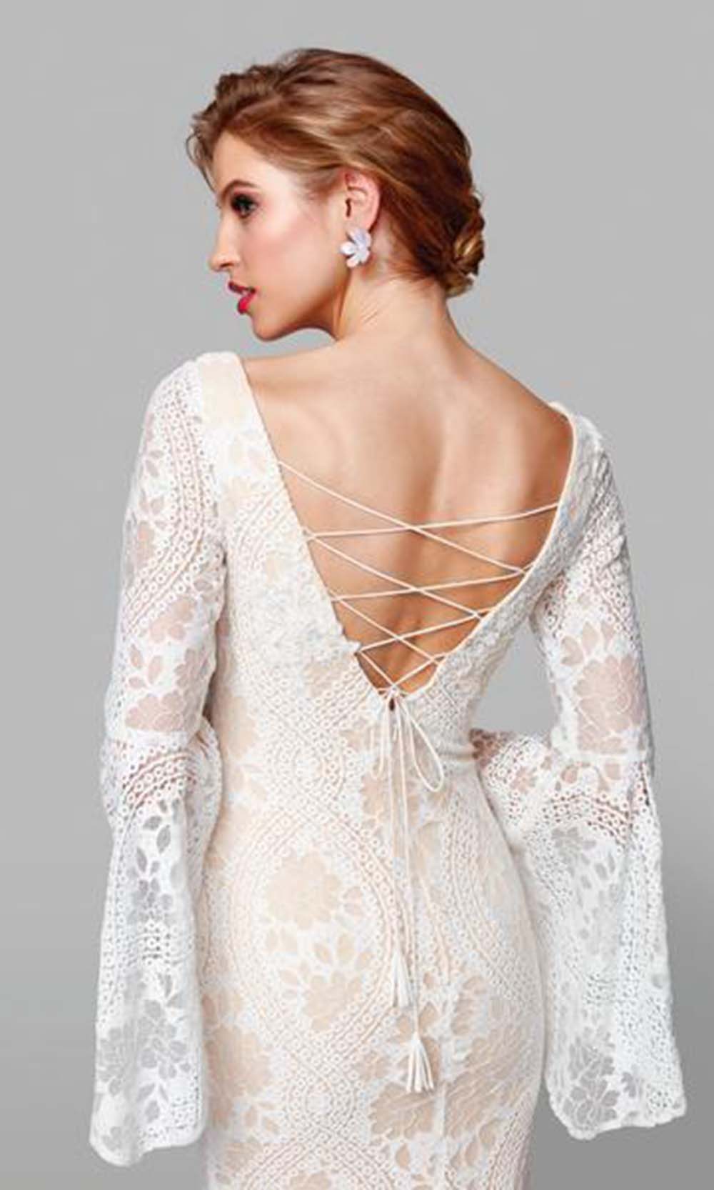 Formal Evening V-Neck Lace Floor-Length Lace Dress 600101 by Clarisse 4 / Ivory/Nude Formal Evening V-Neck Lace Floor-Length Lace Dress 600101 by Clarisse 4 / Ivory/Nude