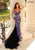 Clarisse - 800227 Spaghetti Strap Sequined Mermaid Gown Prom Dresses 00 / Black/IridecentPurple