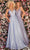 Clarisse - 8008 Plunging Beaded Bodice Metallic A-Line Gown Prom Dresses 0 / Shimmer Lilac