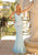 Clarisse - 810103 Patterned Detail Sequined Long Gown Prom Dresses 00 / IridescentBlue