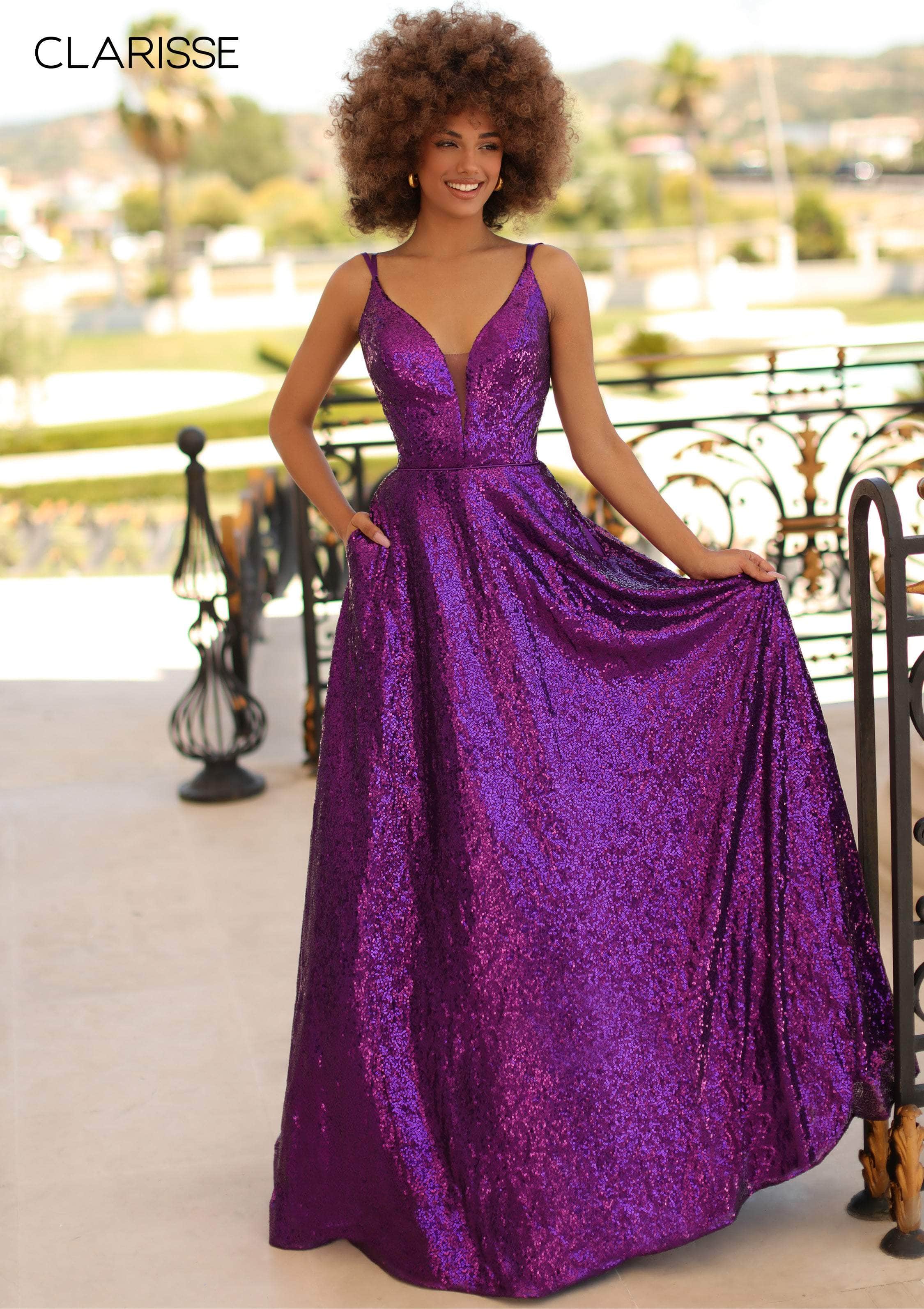 A-Line V-Neck Sequin Lace One-Of-A-Kind Lace Dress 810297 by Clarisse 0 / Royal A-Line V-Neck Sequin Lace One-Of-A-Kind Lace Dress 810297 by Clarisse 0 / Royal