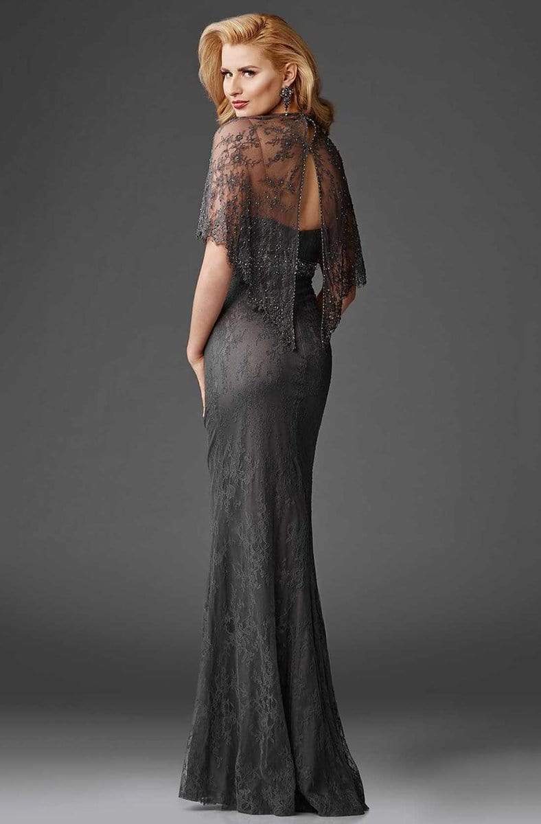 Evening Sheath V-Neck Beaded Floor-Length Lace Gown M6435 by Clarisse 24 / Dark Gray Evening Sheath V-Neck Beaded Floor-Length Lace Gown M6435 by Clarisse 24 / Dark Gray