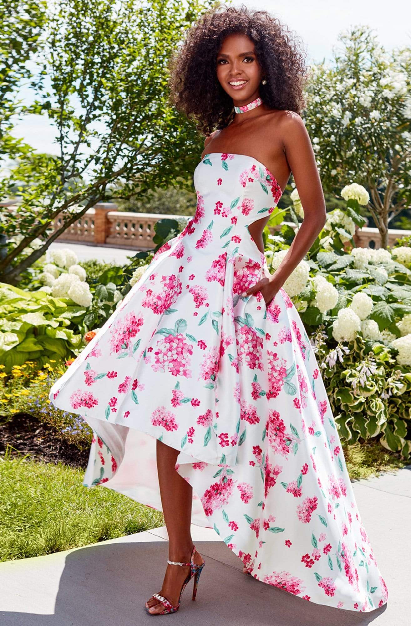 Clarisse Prom - 3563 Strapless Floral High Low Prom Dress Couture Candy Clarisse Prom - 3563 Strapless Floral High Low Prom Dress Couture Candy