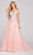 Colette for Mon Cheri - CL12138 Lace Applique Gossamer A-Line Gown Prom Dresses 00 / Pink/Multi