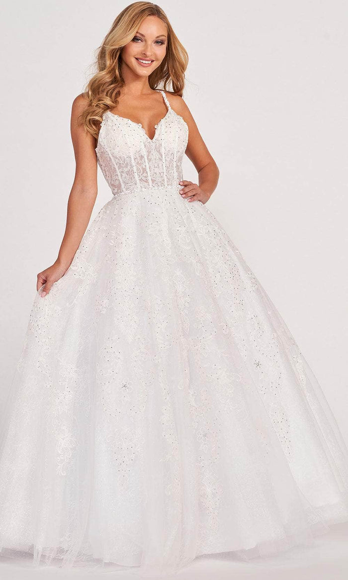 Colette for Mon Cheri CL2026 - Sleeveless Lace-Applique Ballgown Ball Gowns 00 / Diamond White