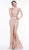 Colors Couture - J099 Embellished Deep V-neck Trumpet Dress Special Occasion Dress 0 / Blush