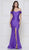 Colors Dress - 2107 Off Shoulder Front Slit Satin Mermaid Gown Evening Dresses 0 / Ultra Violet