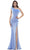 Colors Dress - 2405 Feathered One Shoulder Crepe Mermaid Dress Evening Dresses 0 / Light Blue