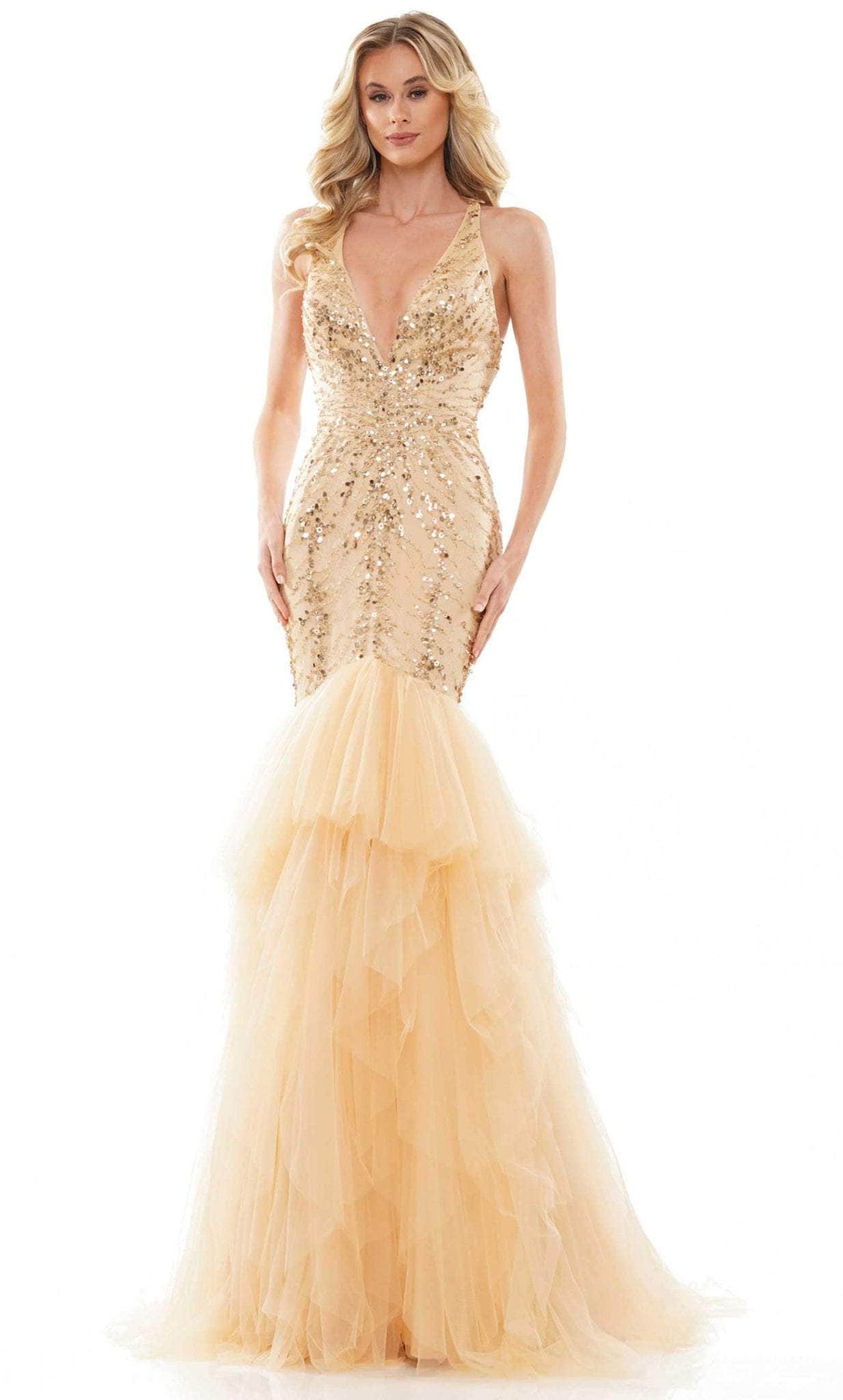 Colors Dress 2826 - Trumpet Tulle Fit and Flare Gown Colors Dress 2826 - Trumpet Tulle Fit and Flare Gown