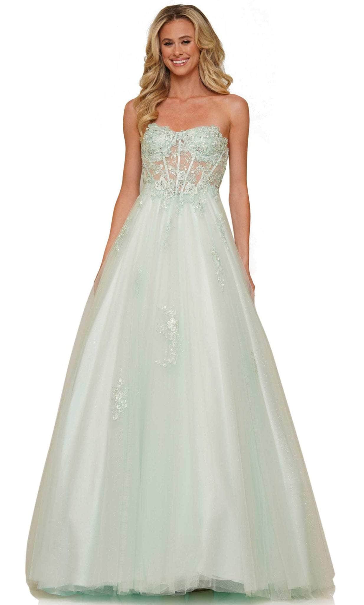 Colors Dress 2898 - Strapless A-line Tulle Glittery Gown  Couture Candy