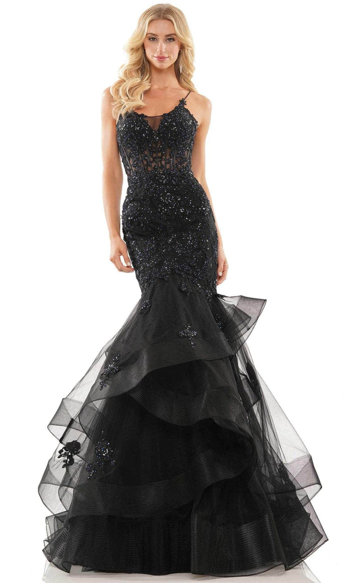 Colors Dress 2899 - Applique Corset Prom Gown Prom Dresses 0 / Black