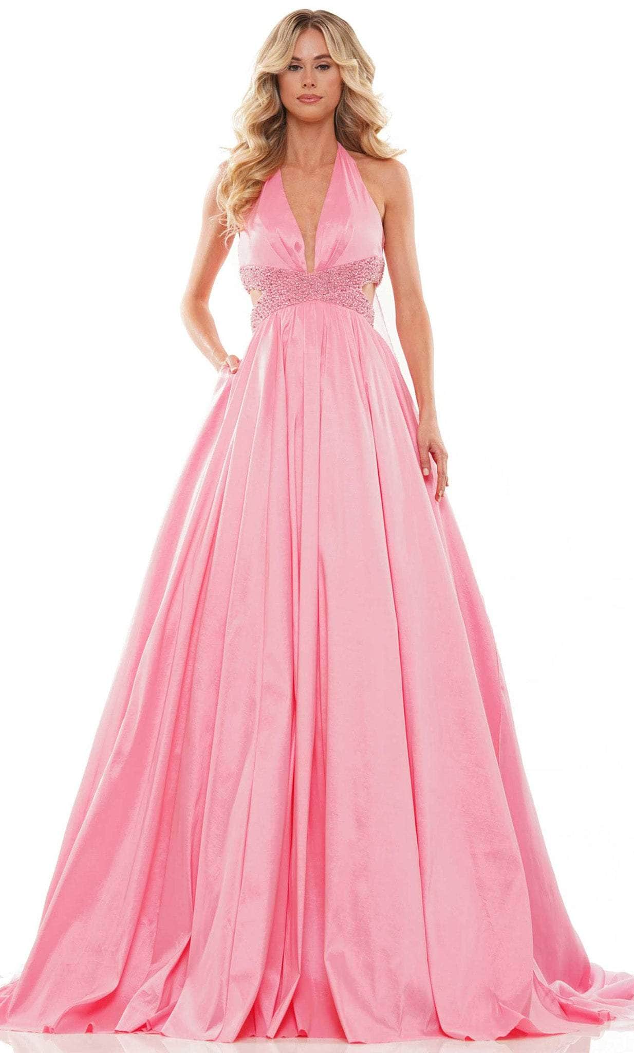voluminous halter neck dress Colors Dress 2910