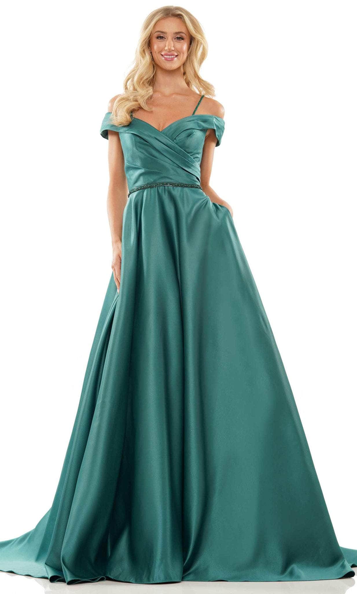 Colors Dress 2938 - Off Shoulder Satin Prom Gown Couture Candy Colors Dress 2938 - Off Shoulder Satin Prom Gown Couture Candy