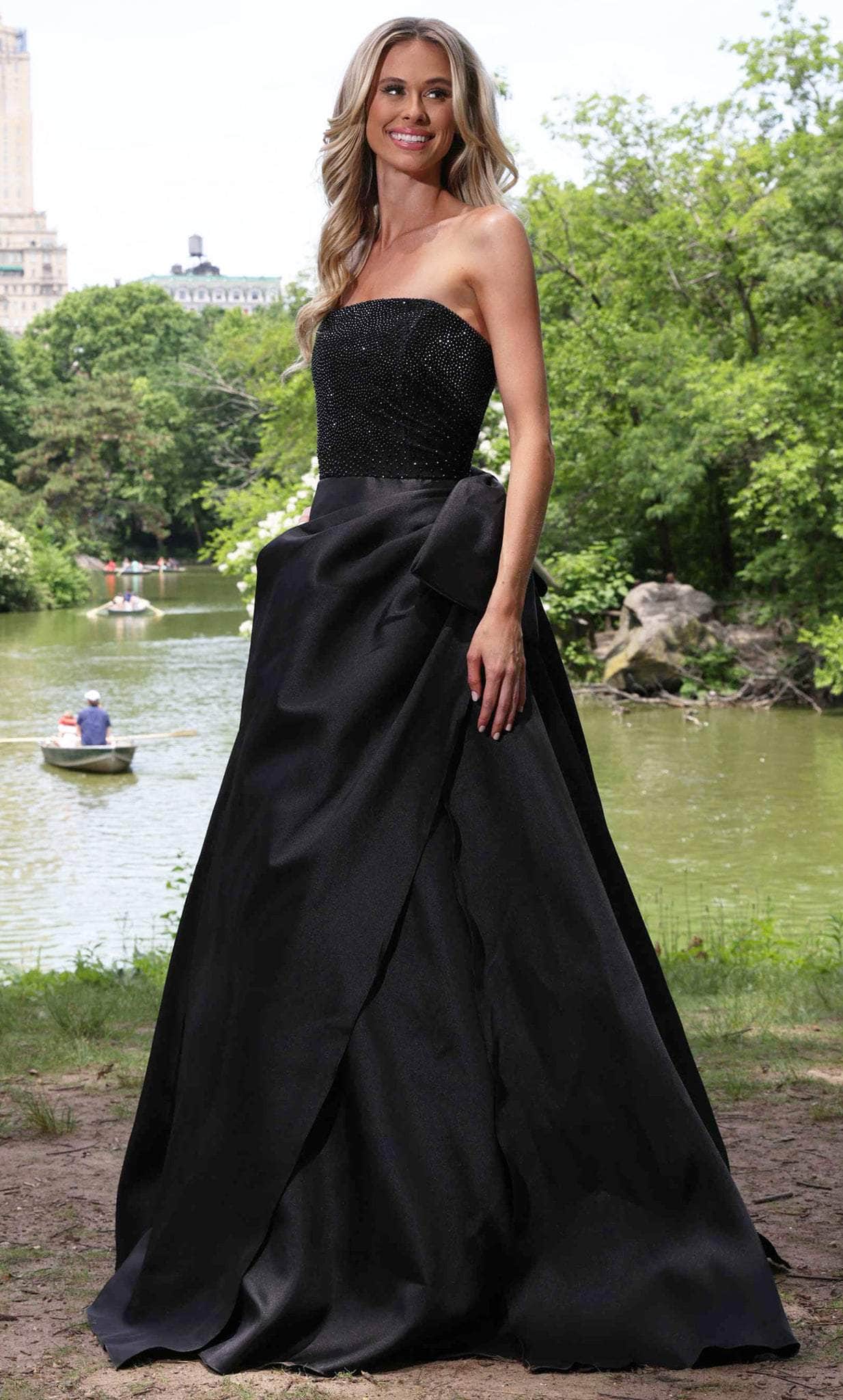 Colors Dress 2971 - Straight Across Bow Accent Ballgown Colors Dress 2971 - Straight Across Bow Accent Ballgown