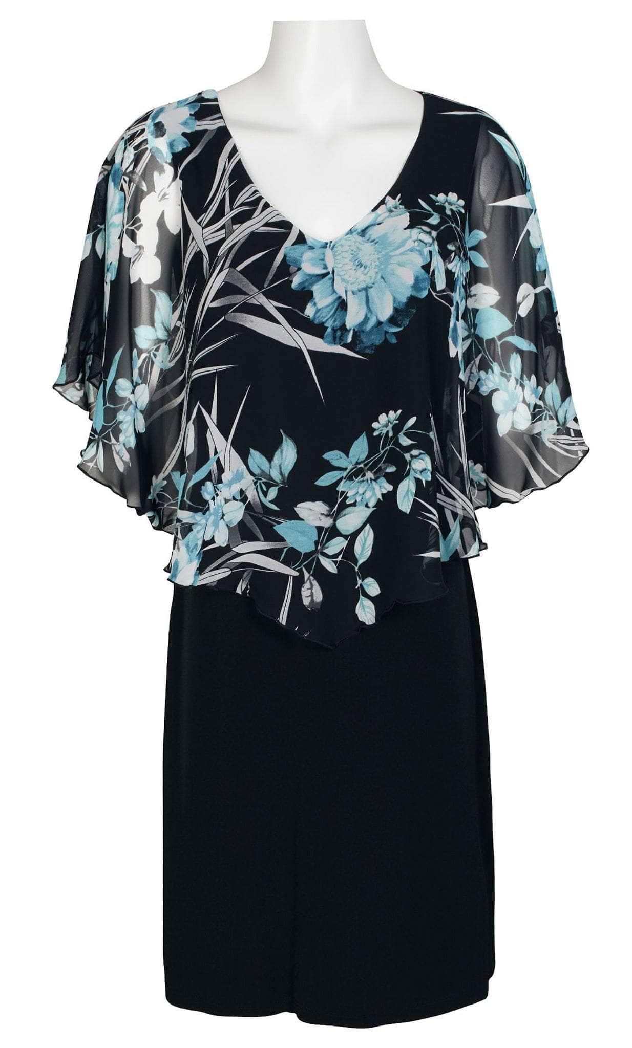 Connected Apparel TCN43080M1 - Cape Sleeve Floral Short Dress Couture Candy Connected Apparel TCN43080M1 - Cape Sleeve Floral Short Dress Couture Candy