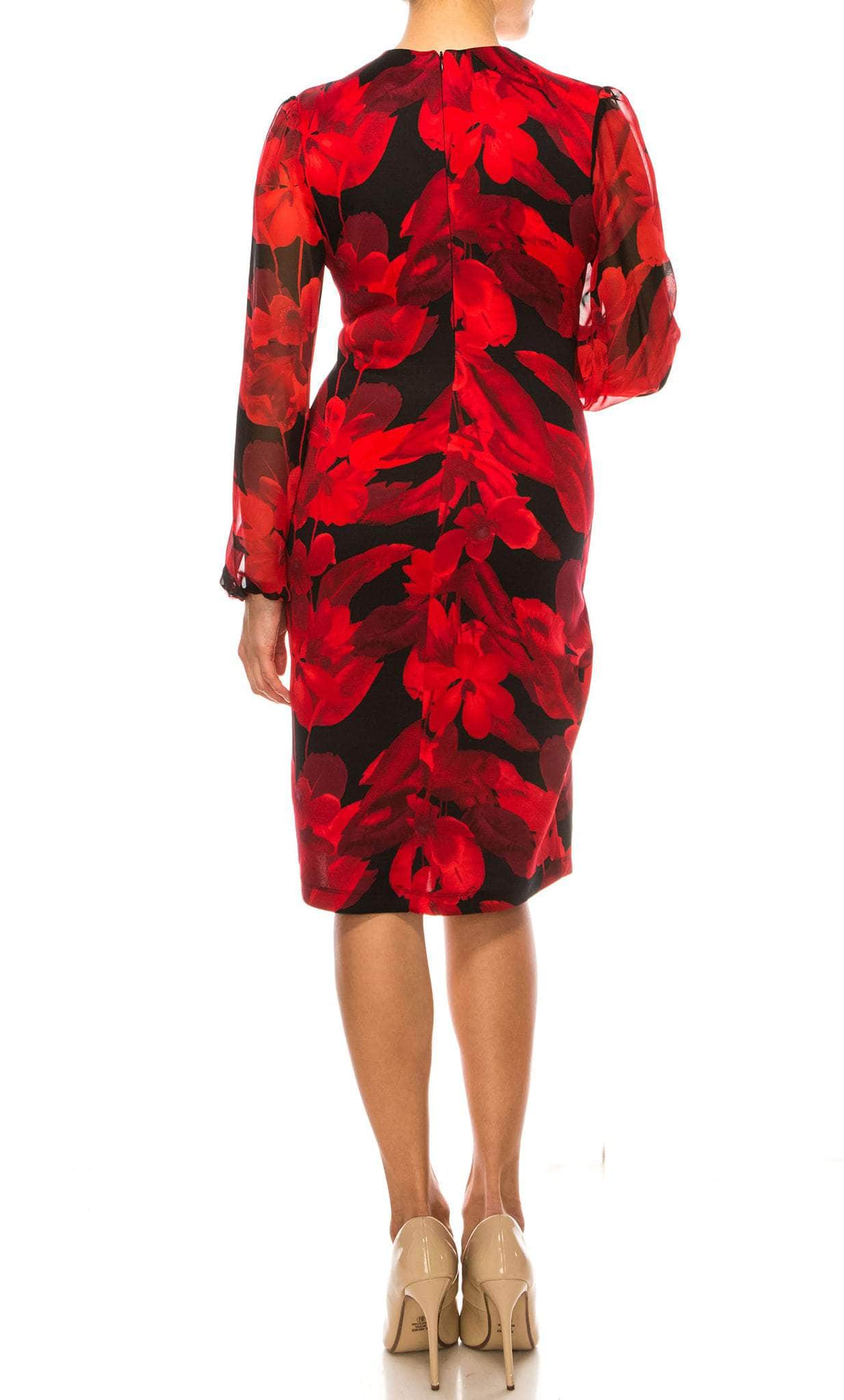 Connected Apparel TPN10681 - Floral Long Sleeves V Neck Dress Couture Candy Connected Apparel TPN10681 - Floral Long Sleeves V Neck Dress Couture Candy