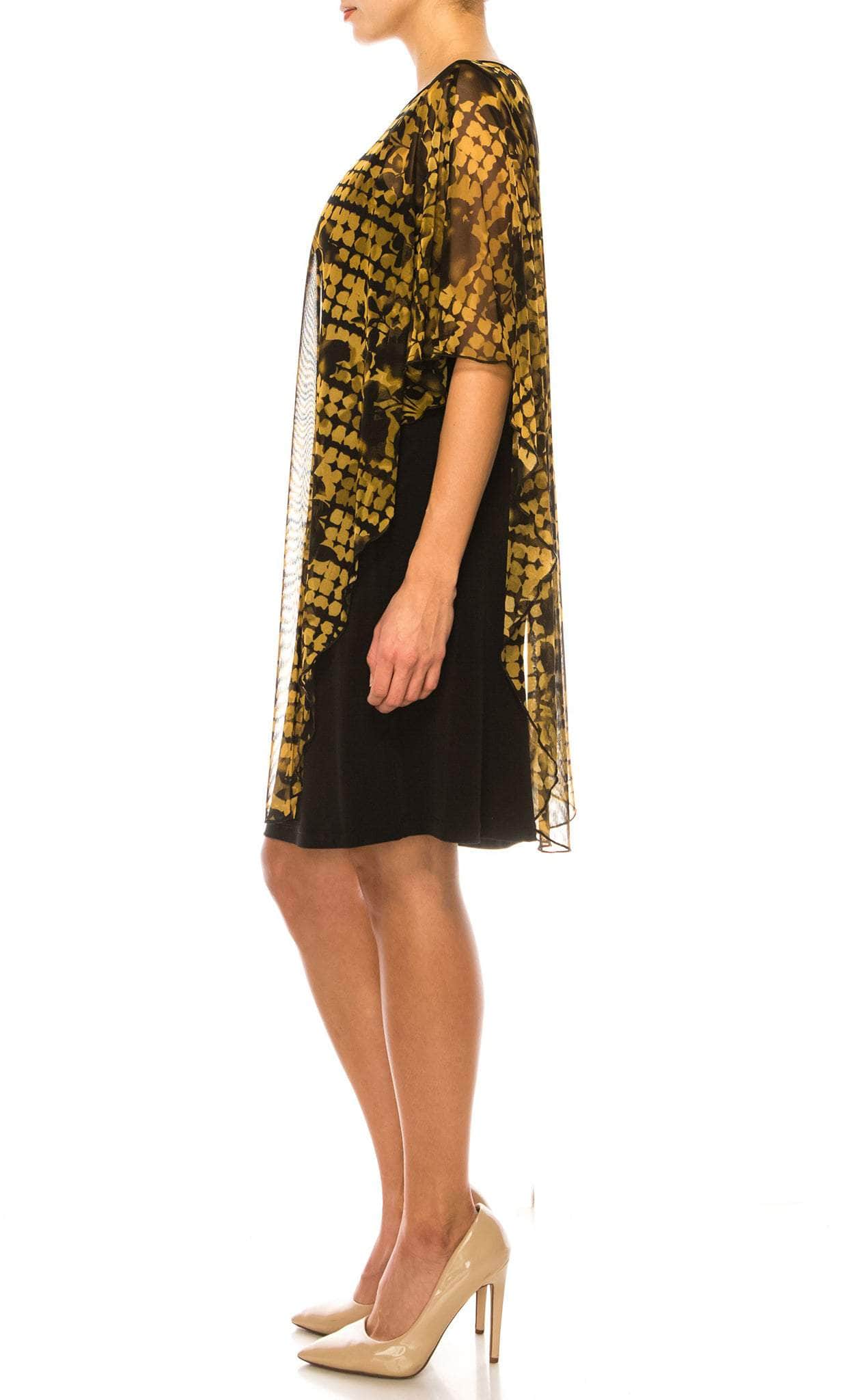 Connected Apparel TXH87472 - Floral Sheer Shawl Sheath Dress Connected Apparel TXH87472 - Floral Sheer Shawl Sheath Dress