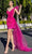 Cristallini SKA1423 - Tulle Sash Beaded Cocktail Dress Special Occasion Dress XS / Pink Fuchsia