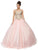 Dancing Queen - 1101 Gold Embroidered Illusion Neck Formal Ball Gown Quinceanera Dresses