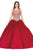 Dancing Queen - 1101 Gold Embroidered Illusion Neck Formal Ball Gown Quinceanera Dresses XS / Burgundy