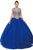 Dancing Queen - 1101 Gold Embroidered Illusion Neck Formal Ball Gown Quinceanera Dresses XS / Royal Blue