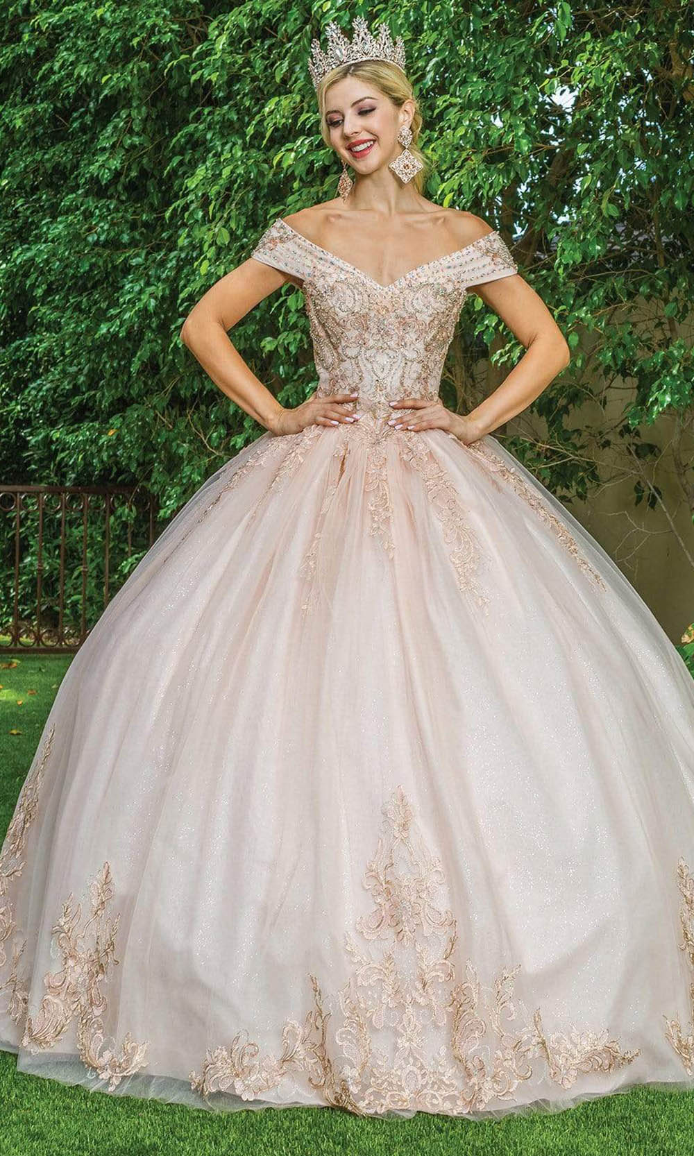 Dancing Queen - 1567 Jeweled Off Shoulder Ballgown S / Blush - Shop Dancing Queen dresses on Couture Candy at CoutureCandy.com Dancing Queen - 1567 Jeweled Off Shoulder Ballgown S / Blush - Shop Dancing Queen dresses on Couture Candy at CoutureCandy.com