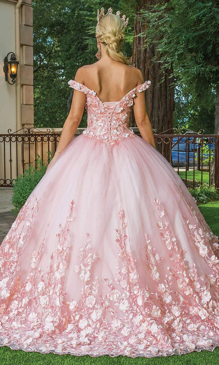 Dancing Queen - 1569 Off Shoulder Floral Applique Ballgown – Couture Candy