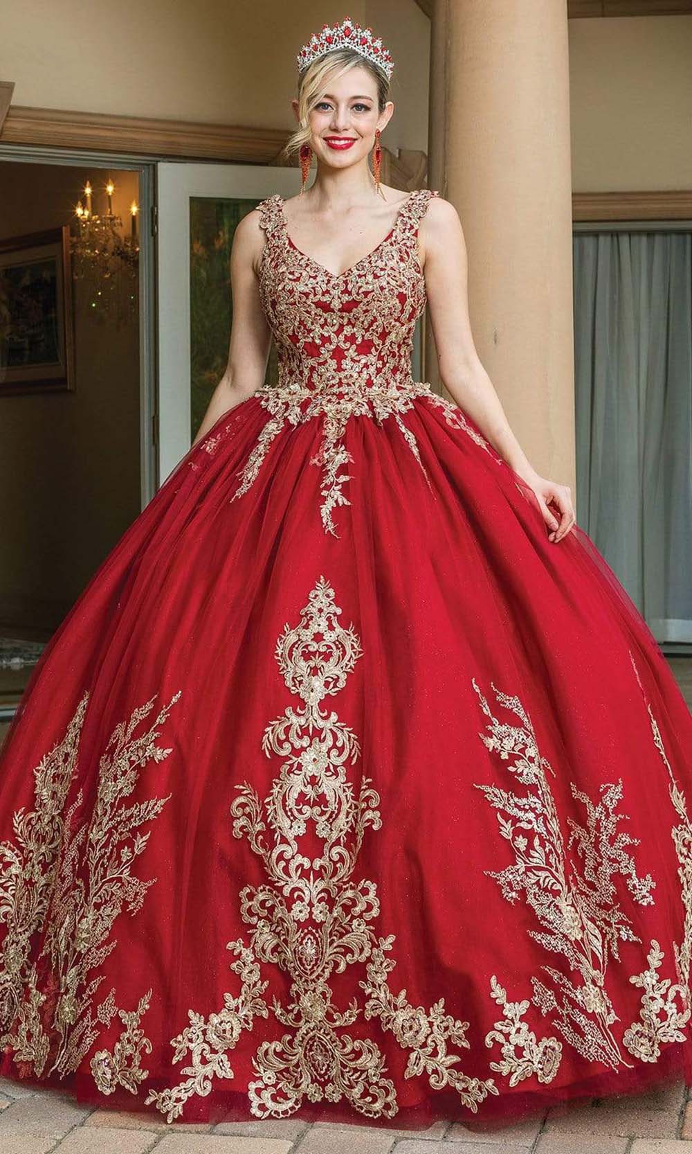 Dancing Queen 1612 Long Quinceanera Dress Burgundy / XLarge Dancing Queen 1612 Long Quinceanera Dress Burgundy / XLarge