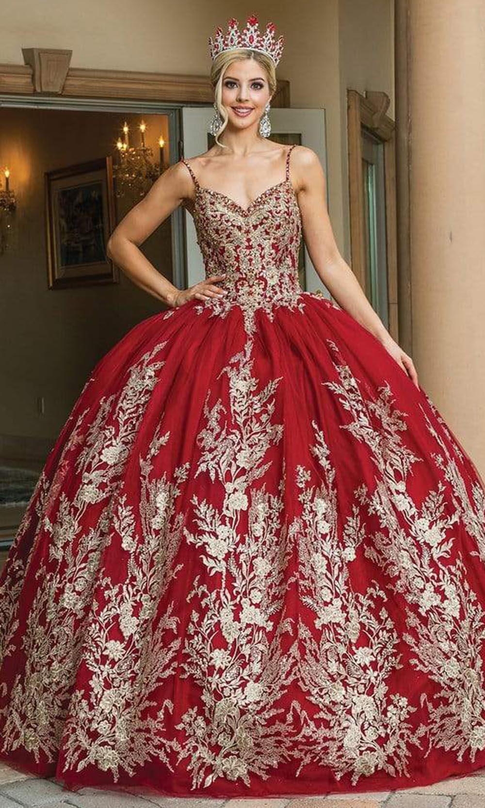 Dancing Queen 1612 Long Quinceanera Dress Burgundy / 3XLarge Dancing Queen 1612 Long Quinceanera Dress Burgundy / 3XLarge