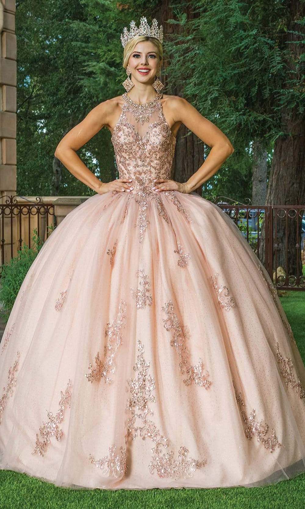 Dancing Queen - 1628 Halter Neck Embellished Ballgown Dancing Queen - 1628 Halter Neck Embellished Ballgown