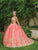 Dancing Queen - 1629 V Neck Golden Embellished Gown Special Occasion Dress In Pink