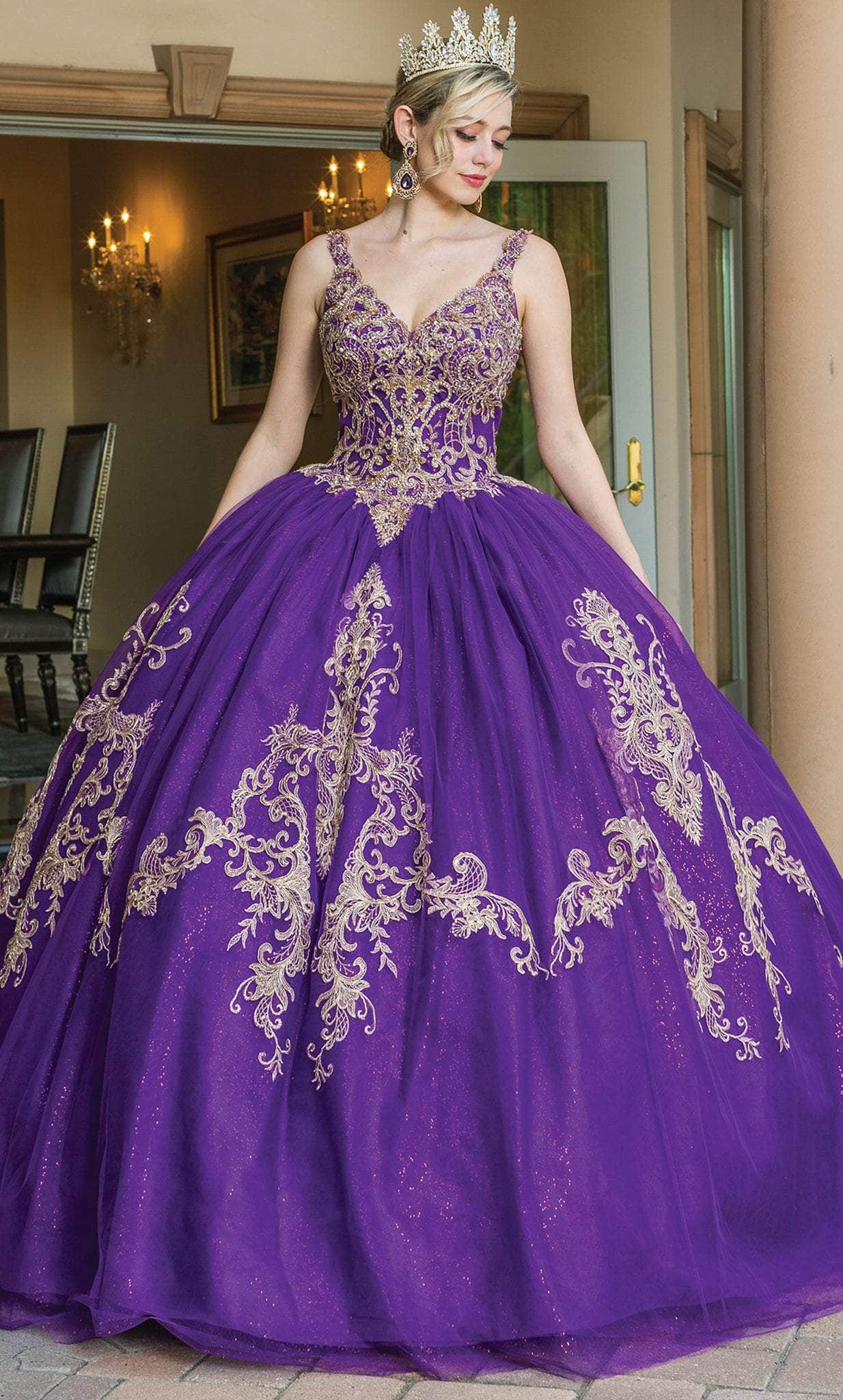 Dancing Queen 1635 Purple Quinceanera Ball Gown Purple / Small Dancing Queen 1635 Purple Quinceanera Ball Gown Purple / Small